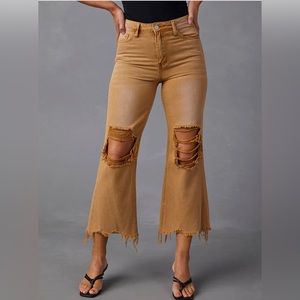 Vervet camel color cropped jeans.